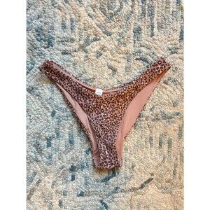 Aerie womens leopard print tan bikini bottoms cheeky size small high waist cut